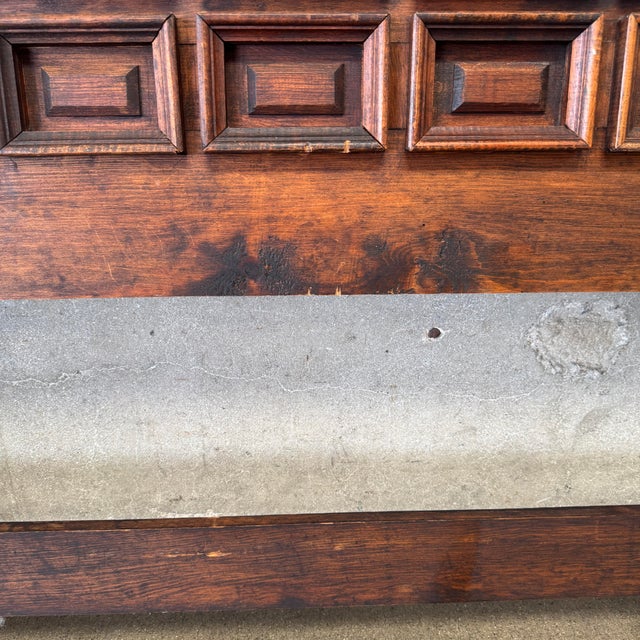 Mid 20th Century Vintage Spanish Brutalist Hand-Carved Raised Panel King Headboard For Sale - Image 5 of 12