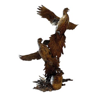 Monumental Bronze Sculpture - Pheasants - "Farmboys" by Stefan Savides For Sale