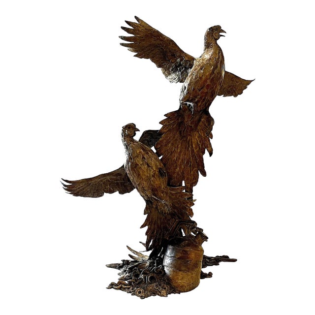Monumental Bronze Sculpture - Pheasants - "Farmboys" by Stefan Savides For Sale