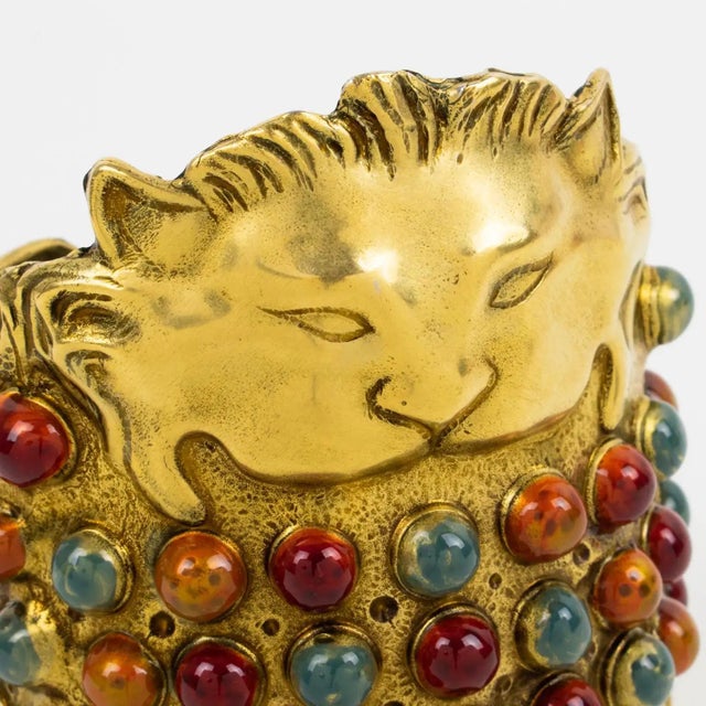 Contemporary Gucci Carved Metal Bracelet and Ornament, gift box For Sale - Image 3 of 17