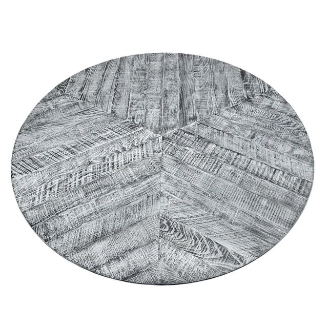 Round Pedestal Black Parquet Dining Table For Sale - Image 4 of 5