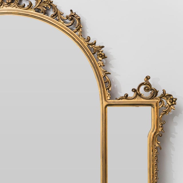 Gilded Wooden Wall Mirror, 1950s For Sale - Image 6 of 8