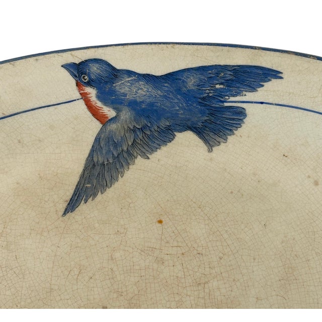 American Antique Bluebird Ironstone Platter For Sale - Image 3 of 3