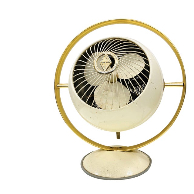 Cream White Fan by Prometheus, 1950s For Sale