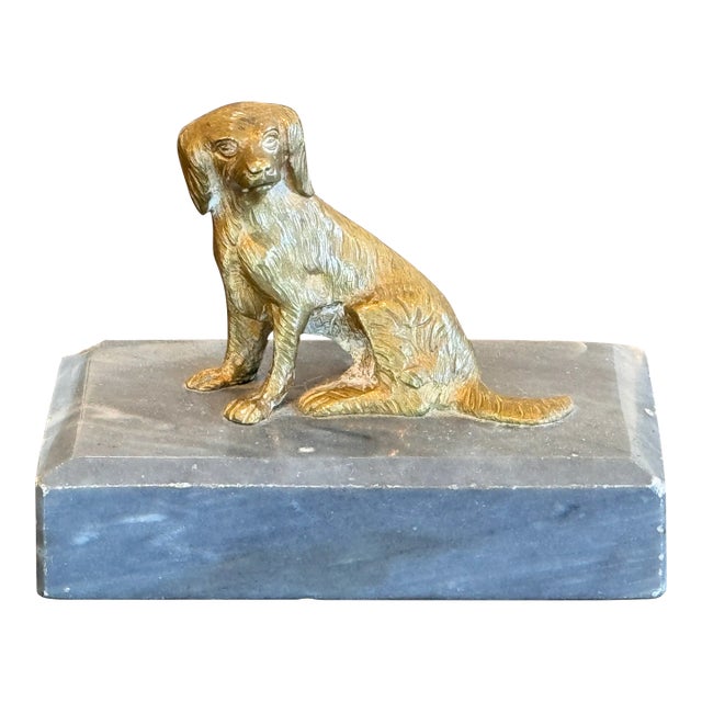 Bronze Dog on Marble Base For Sale