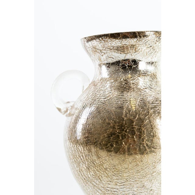 Mid-20th Century Crackled Glass Vase with Silver Mirror Finish For Sale - Image 3 of 5