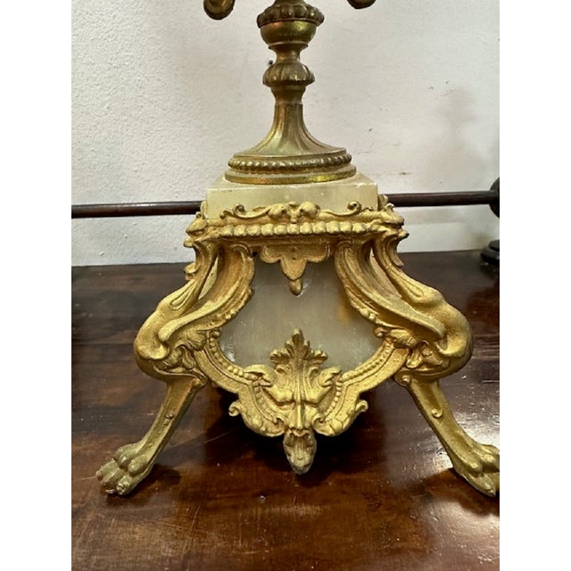 French Candelabra in Alabaster and Brass For Sale - Image 3 of 14