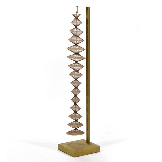 Mid-Century Modern Abstract Geometric Sculpture in Steel and String For Sale - Image 3 of 9