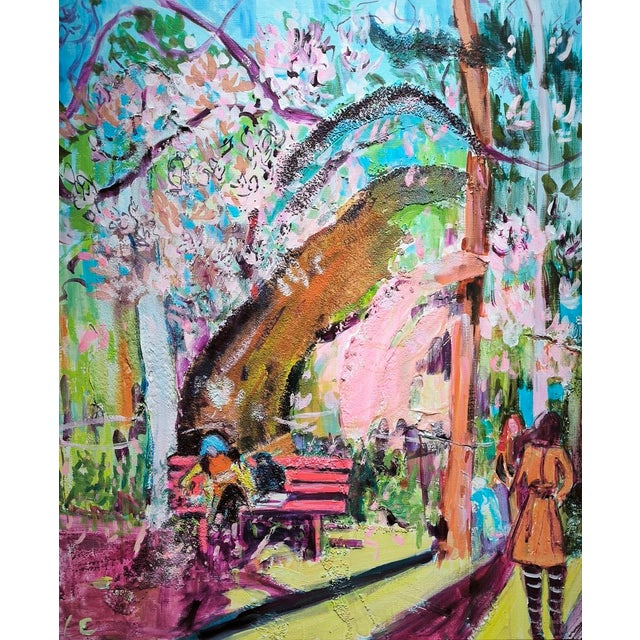 Early 21st Century Linda Clerget, Escape to the Floral Park, Mixed Media For Sale - Image 5 of 5