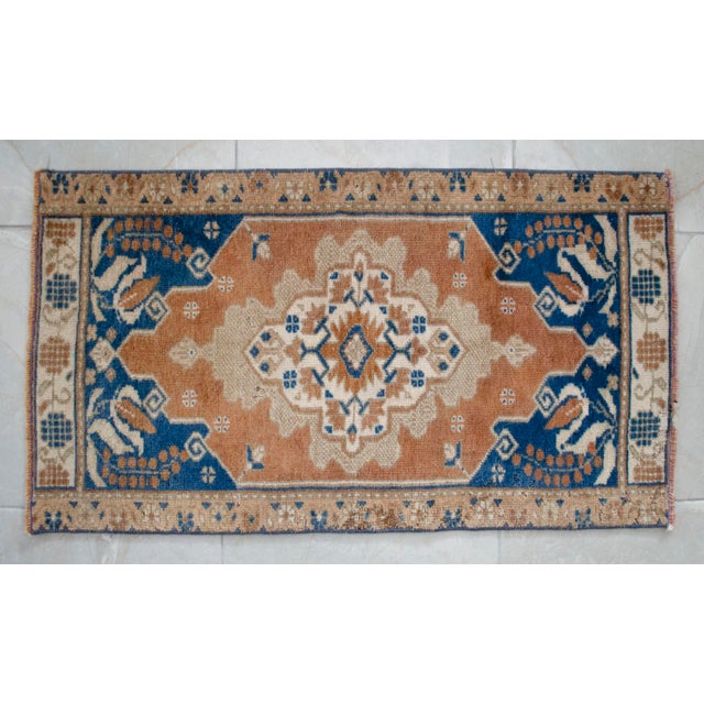 Vintage Rug Hand Made Mat Small Turkish Rug Enrty Decor - 1′ 8″ × 3′ 1″ For Sale - Image 13 of 13