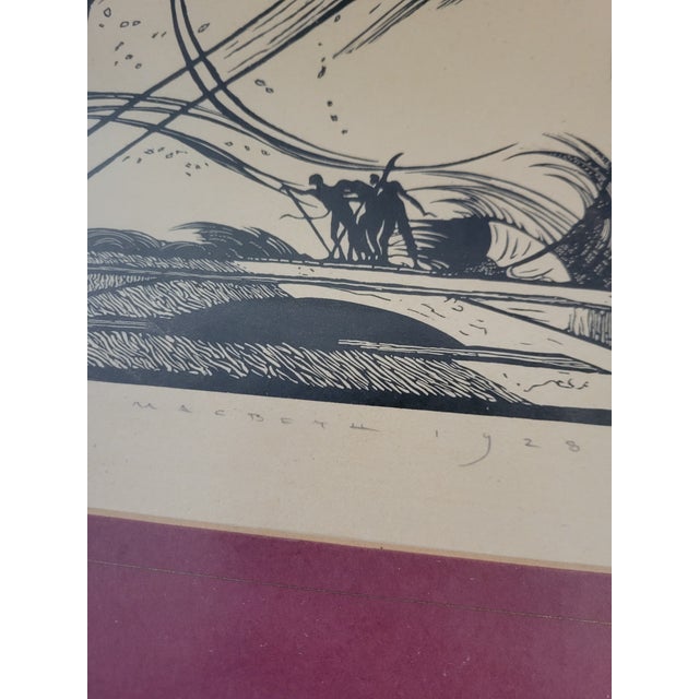 Art Deco 1920s Art Deco Woodblock Print by Edward Gordon Craig, Framed For Sale - Image 3 of 7