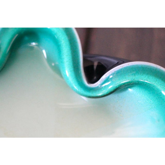 Green MCM Barbini Murano Biomorphic Green, Black, and White Catchall or Ashtray For Sale - Image 8 of 11