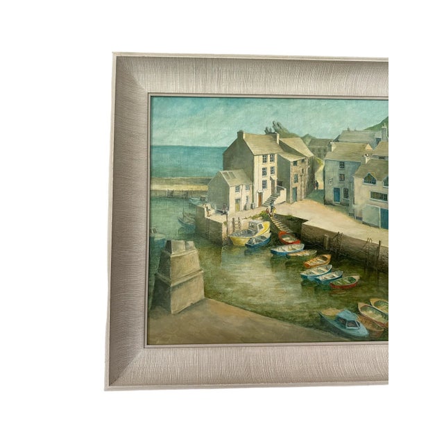 1980s Original Coastal Oil Painting of Polperro, Cornwall Harbor For Sale - Image 4 of 12