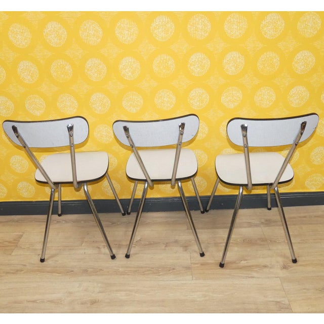 Mid-Century Modern Chrome and White Formica Kitchen Chairs, 1960s, Set of 3 For Sale - Image 3 of 12