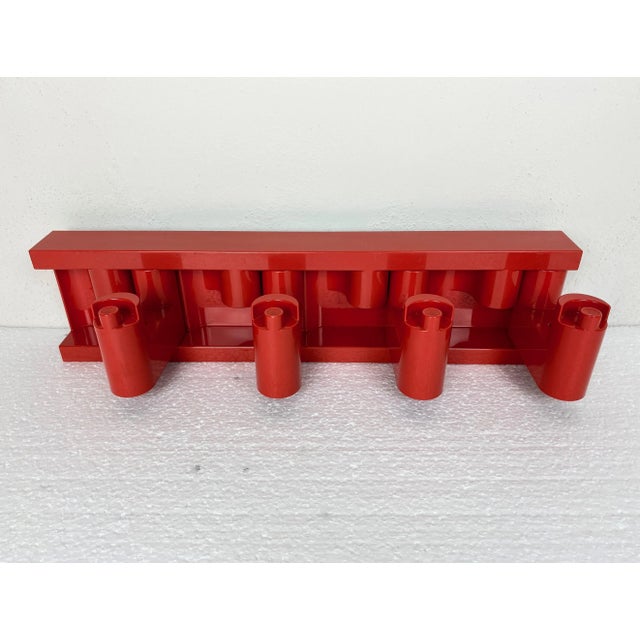 Red Plastic Minivip Wall Coat Rack by Benanti & Brunori for Velca, Italy, 1970 For Sale - Image 3 of 10