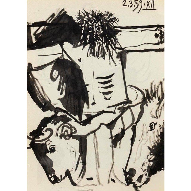 Modern Pablo Picasso, Three Faces of Christ, 1961, Original Photolithograph For Sale - Image 3 of 3