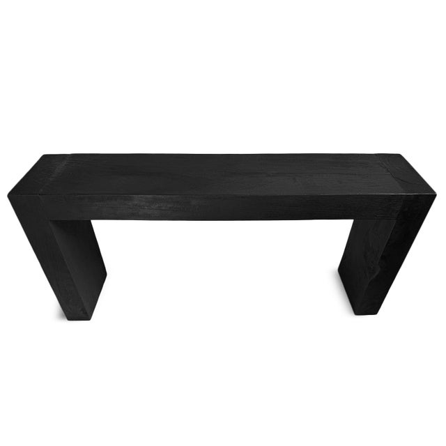 Modern Vintage Black Solid Wood Beam Console Table For Sale - Image 3 of 9