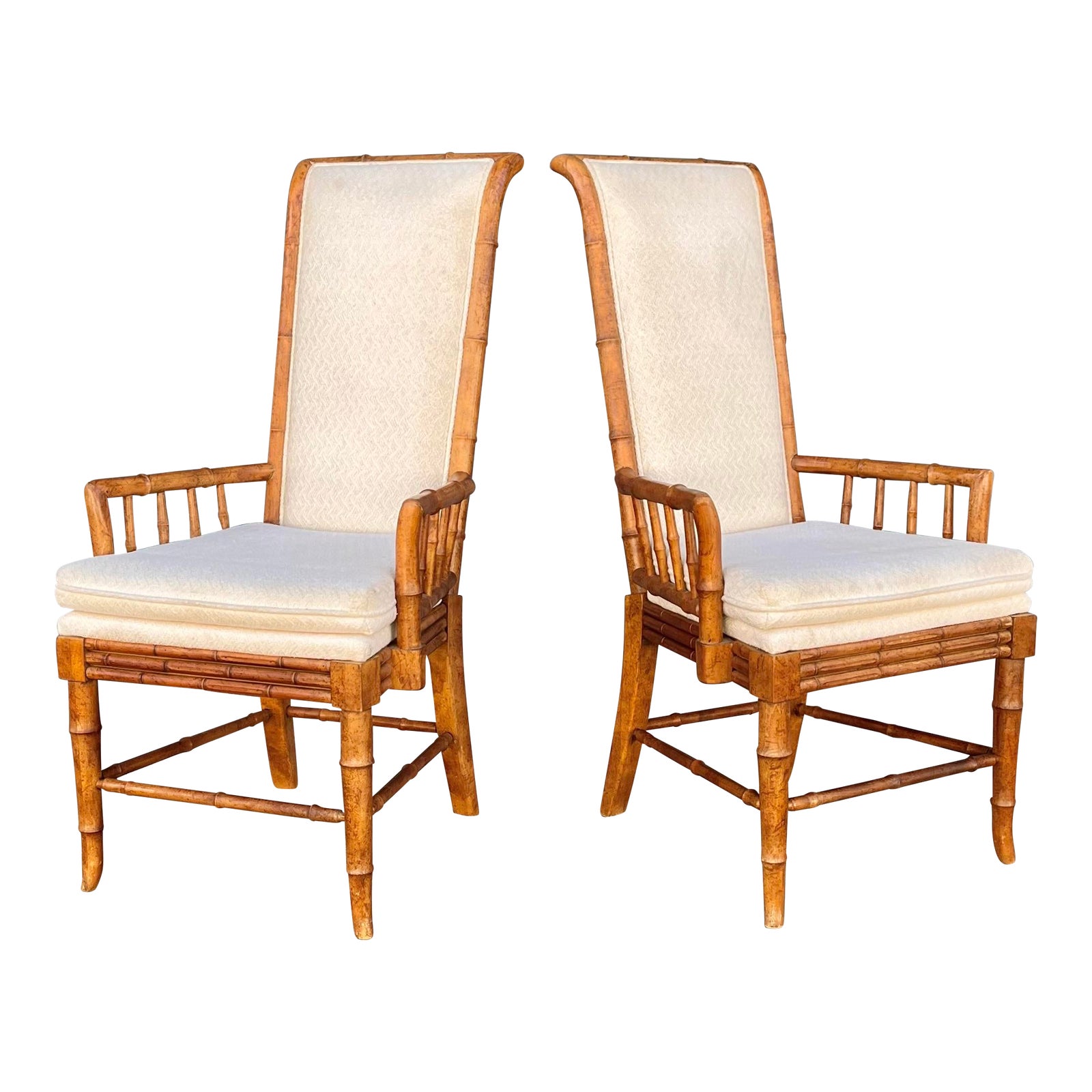 Pair of Boho Chic Highback Captains Dining Chairs Chairish