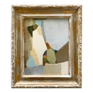 Contemporary Neutral Abstract Oil Painting in Vintage Frame For Sale
