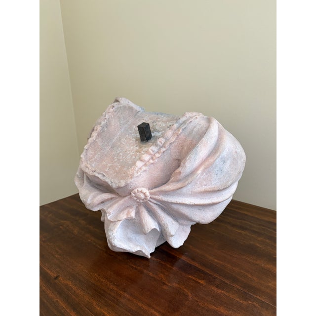Neoclassical Antique French Marble Female Bust Fragment With Draped Neoclassical Form For Sale - Image 3 of 12