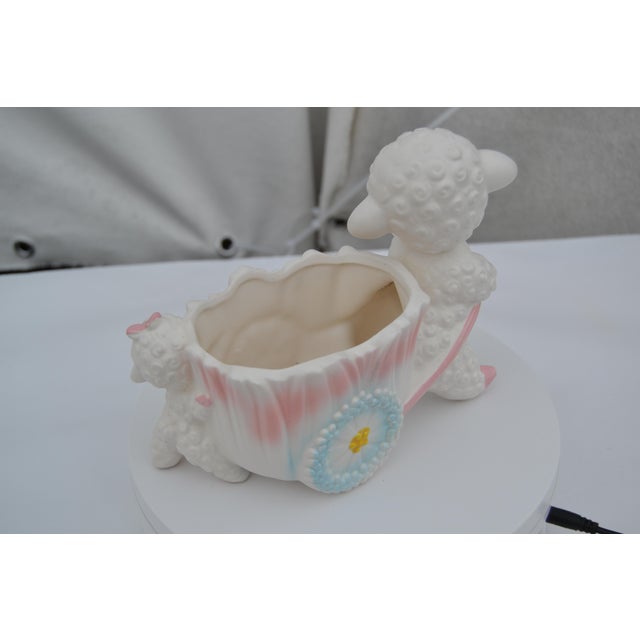 Mid-Century Modern 1950s Japanese Sheep Planter With Baby Sheep For Sale - Image 3 of 9