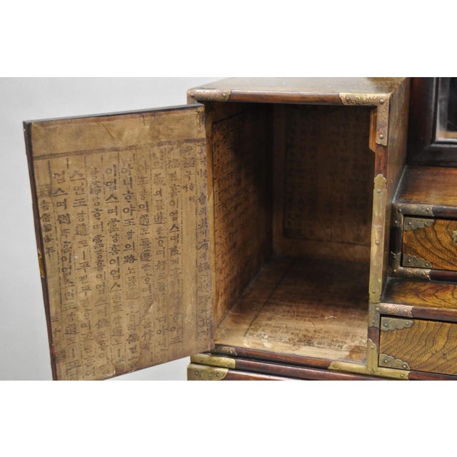 Early 20th Century Antique Japanese Wood & Brass Small Low Kyodai Vanity Dressing Table With Mirror For Sale - Image 5 of 18