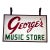 Large Vintage "George's Music Store" Commercial Hanging Sign For Sale