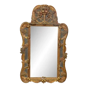 Gustavian Italian Wall, Console Mirror, Cornucopia Motif, Parcel Gilt Decorated