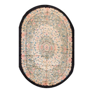 1930 Green Colorful Antique Chinese Peking Rug 11'2" X 16'4" Oval Wool Carpet For Sale