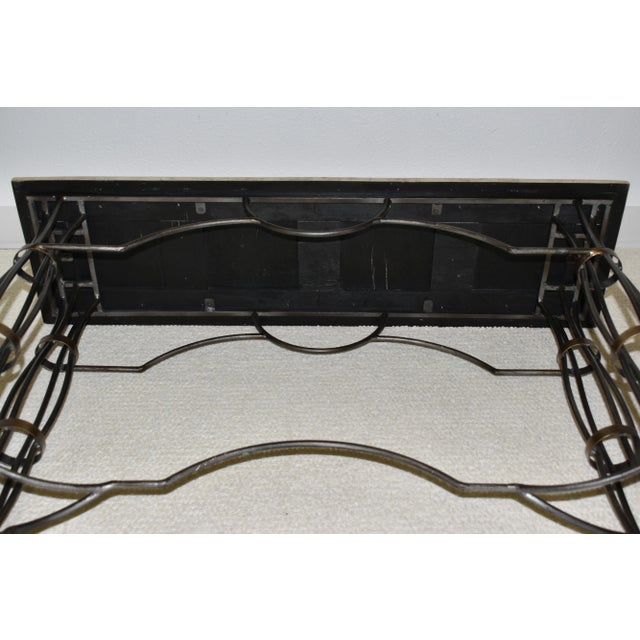 Metal Wrought Iron Console/Entry Table Dark Pewter Gold Finish Stone Veneer Top For Sale - Image 7 of 7
