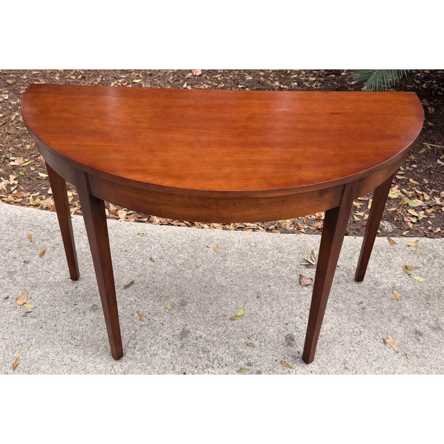 Early 20th Century Pair of George III Demi Lune Console Tables For Sale - Image 5 of 12