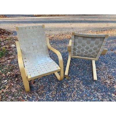 Mid-Century Modern Alvar Aalto Lounge Chair in Beech and Cotton, Mid-Century Modern For Sale - Image 3 of 13