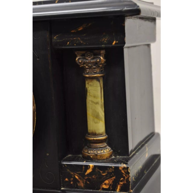 Antique Seth Thomas Adamantine Victorian Faux Marble Shelf Mantel Clock For Sale - Image 10 of 11