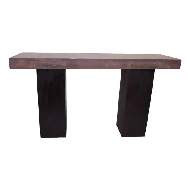 Andrianna Shamaris Resin Console Top with Espresso Stained Wood Base For Sale
