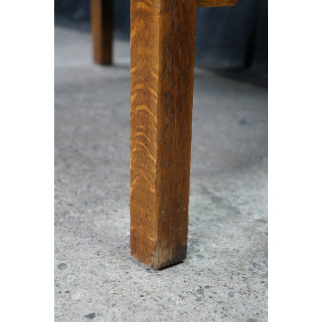 Antique Mission Arts Craft Quartersawn Oak Library Bookcase Table Desk Inkwell For Sale - Image 13 of 18