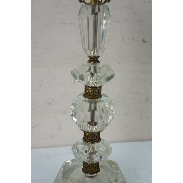 Mid 20th Century Stacked Prism Crystal Boudoir Vanity Table Lamps - a Pair For Sale - Image 6 of 14