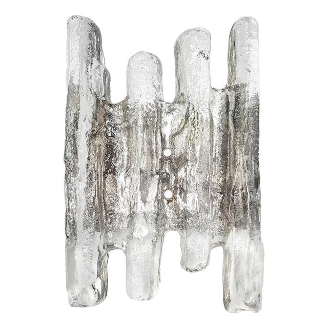 Ice Glass Wall Sconce from Kalmar, Austria, 1960s For Sale