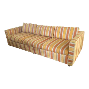 1960s Harvey Probber Style Silvercraft Low Profile Tuxedo Couch in Original Striped Velour Fabric