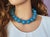 2020s Blue Sponge Quartz Statement Necklace, Huge 24 Mm Round Blue Quartz Beads, Sterling Silver Toggle Clasp, Bold Gemstone Necklace For Sale - Image 5 of 8