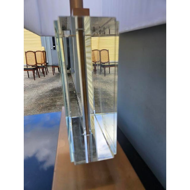 Brass & Crystal Table Lamp Attributed to Robert Abbey For Sale In Savannah - Image 6 of 6