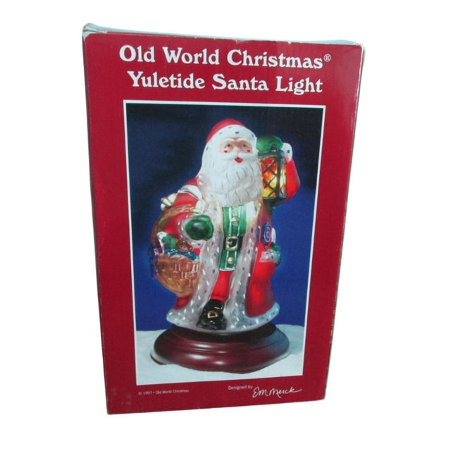 Vintage Old World Christmas Yuletide Santa Lamp 1997 Retired Works For Sale - Image 10 of 11