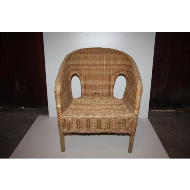 Small Wicker & Rattan Armchair For Sale - Image 12 of 12