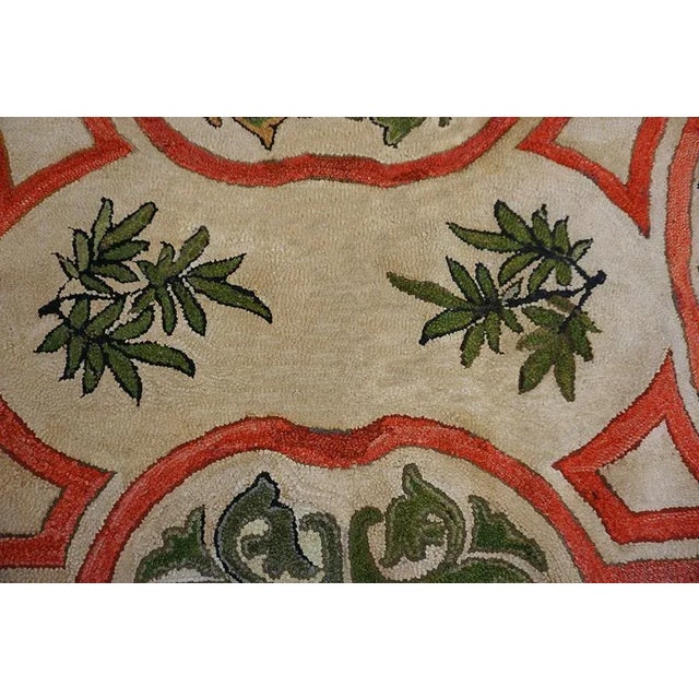 Textile 1920s Antique 5 Pointed Star and Leaf Pattern Folk Art American Hooked Rug For Sale - Image 7 of 13