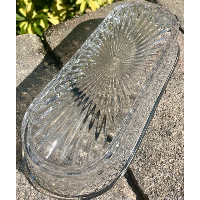 Early 20th Century Crystal Cut Glass Oval Celery Dish For Sale - Image 9 of 9