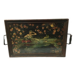 Art Deco Serving Tray With a Print by Marygold Tsanya. For Sale