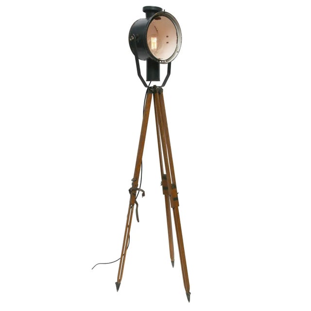 Wooden Tripod Floor Spot Light, 1950s For Sale - Image 6 of 6