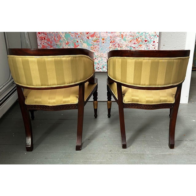 Antique Pair of Art Nouveau Egyptian Revival Carved Wood and Gilt Statement Chairs For Sale In Philadelphia - Image 6 of 10
