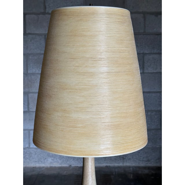 Peach Rare Lotte and Gunnar Bostlund Large Ceramic Table Lamp For Sale - Image 8 of 12