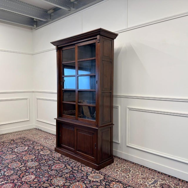 Classic English Bookcase with Glass Sliding Doors For Sale - Image 5 of 14