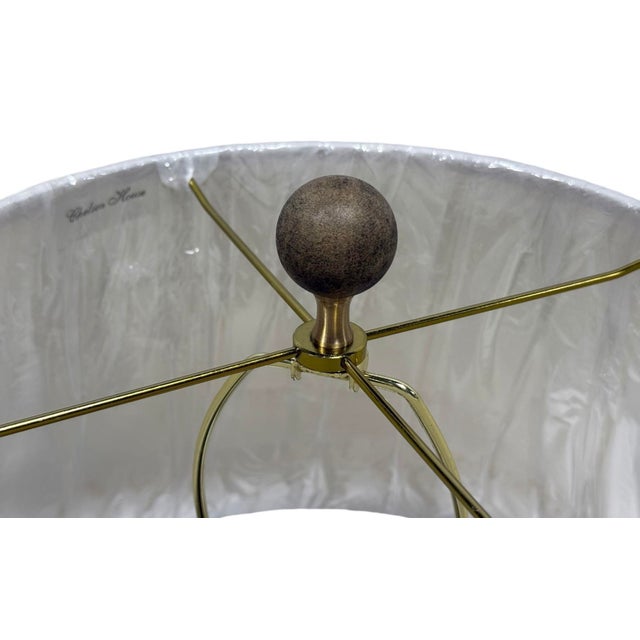 French Chelsea House French Style Acanthus Leaf Pottery Table Lamps - Pair For Sale - Image 3 of 9